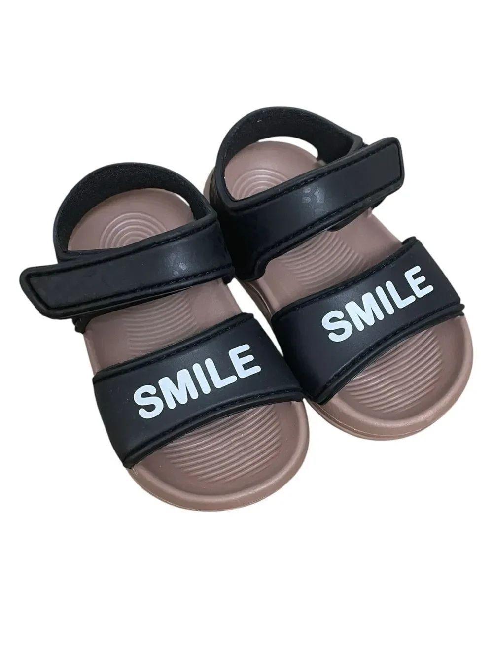 Toddler Sandals Size 20 Smile Black Brown Adjustable Strap